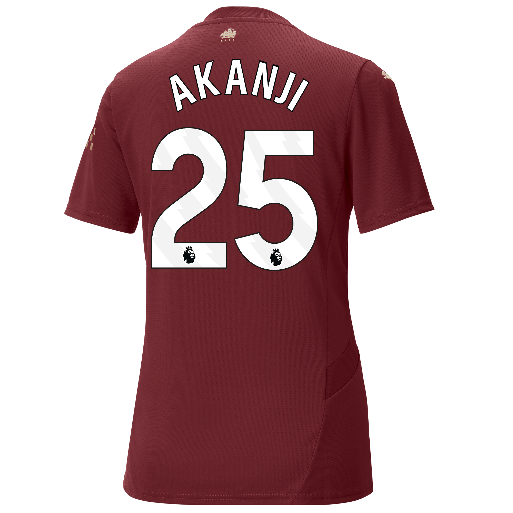 womens manchester city third jersey burgundy 202425 with akanji 25 printing | Offizieller Manchester City Store