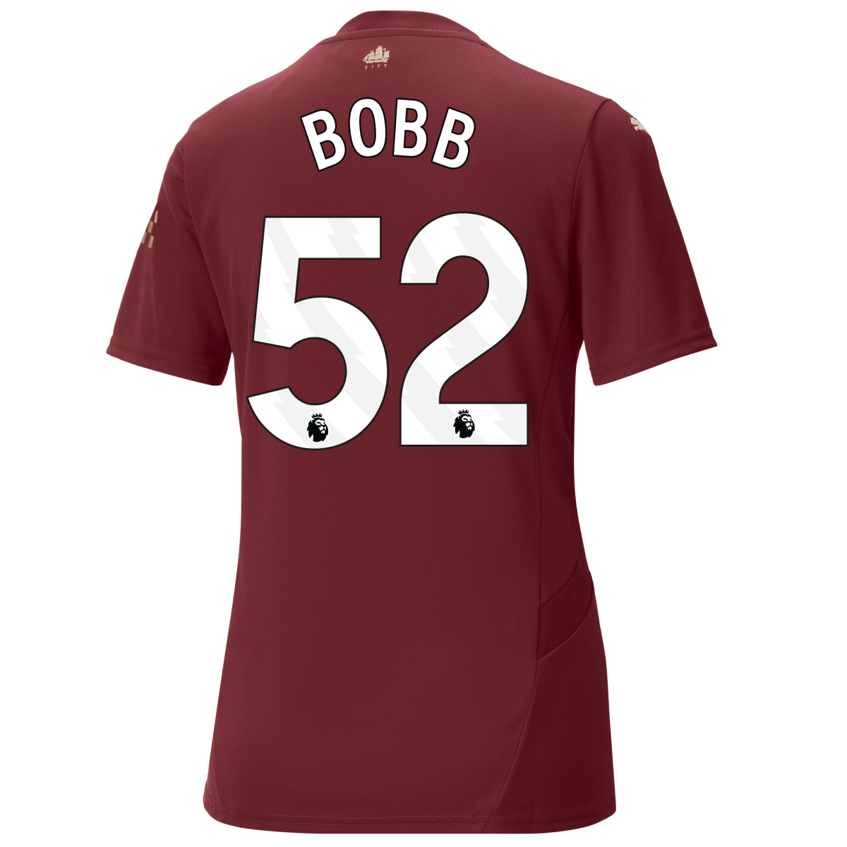 womens manchester city third jersey burgundy 202425 with bobb 52 printing | Offizieller Manchester City Store