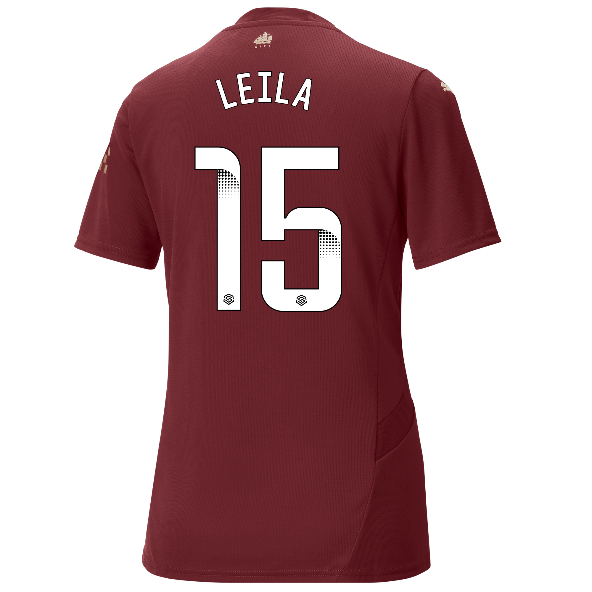 womens manchester city third jersey burgundy 202425 with leila 15 printing | Offizieller Manchester City Store
