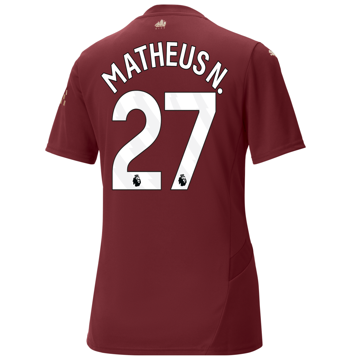 womens manchester city third jersey burgundy 202425 with matheus n. 27 printing | Offizieller Manchester City Store