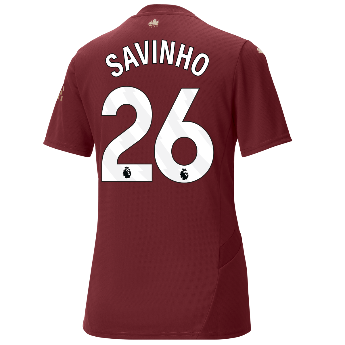 womens manchester city third jersey burgundy 202425 with savinho 26 printing | Offizieller Manchester City Store