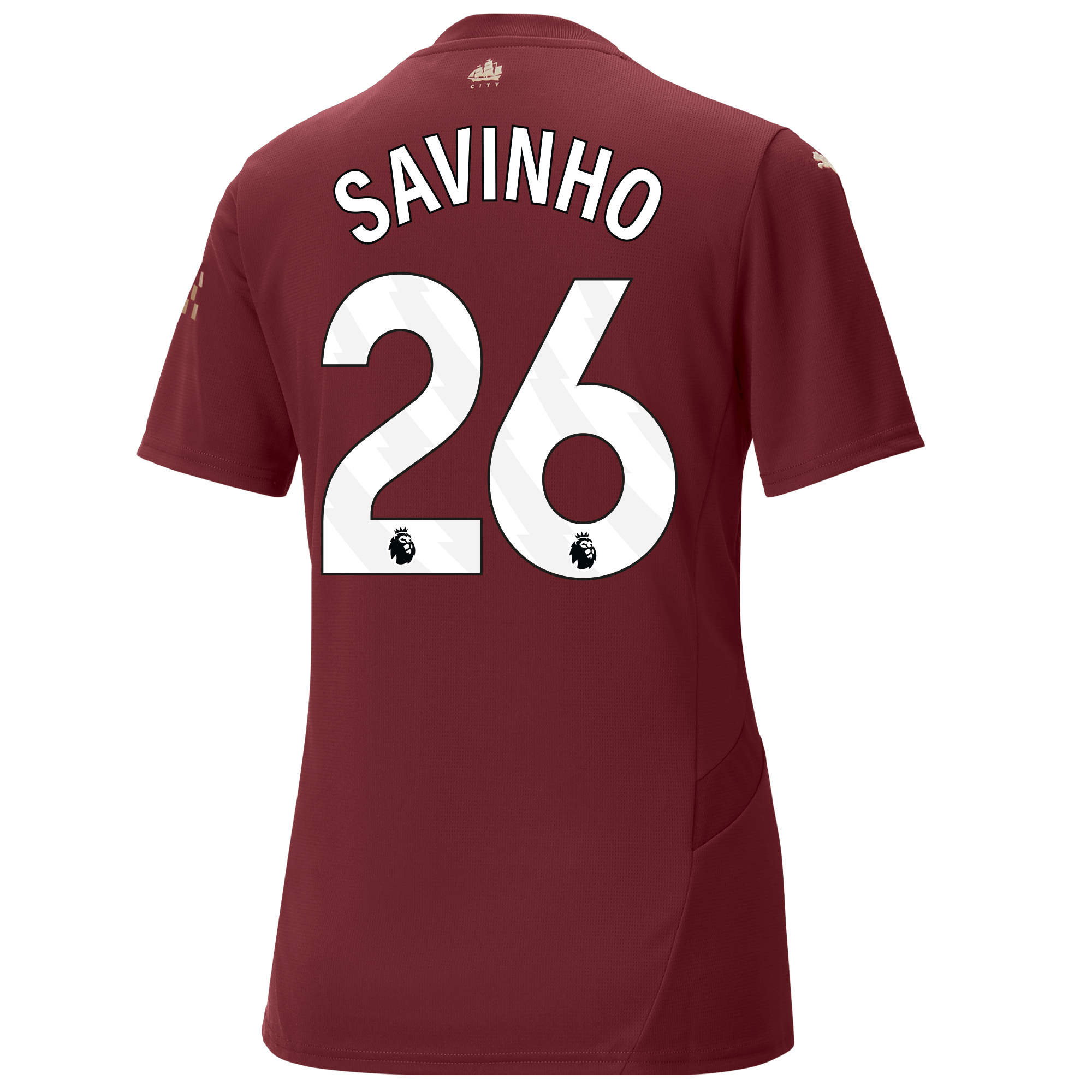 womens manchester city third jersey burgundy 202425 with savinho 26 printing | Offizieller Manchester City Store
